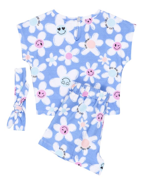 Παιδικό σετ σιέλ froral με σορτς και κορδέλα μαλλιών (με φωτάκι Led) - Image 6