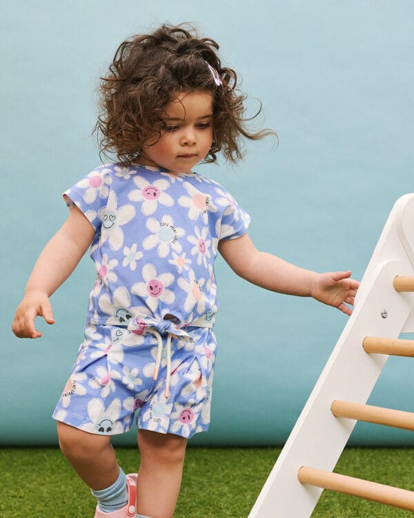 Παιδικό σετ σιέλ froral με σορτς και κορδέλα μαλλιών (με φωτάκι Led) - Image 3