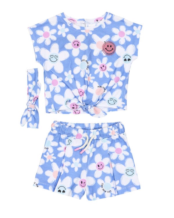 Παιδικό σετ σιέλ froral με σορτς και κορδέλα μαλλιών (με φωτάκι Led)