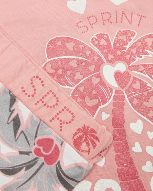 Παιδικό σετ σομόν με κολάν capri και scrunchie tropical - Image 6