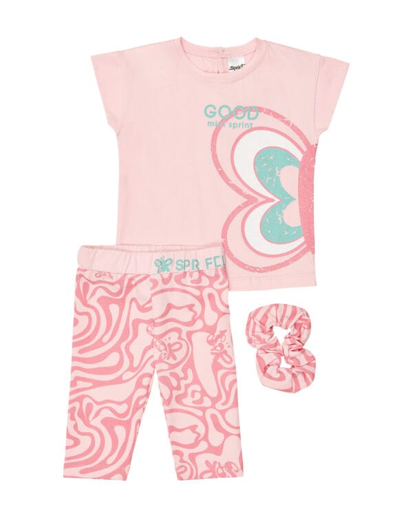 Παιδικό σετ ροζ με κολάν capri Πεταλούδα