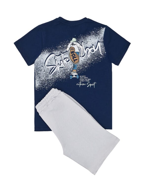 Παιδικό σετ μπλε σκούρο-γκρι με σορτς Skate boy - Image 3