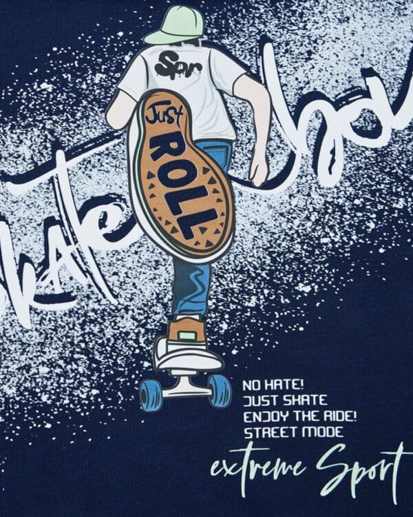 Παιδικό σετ μπλε σκούρο-γκρι με σορτς Skate boy - Image 2