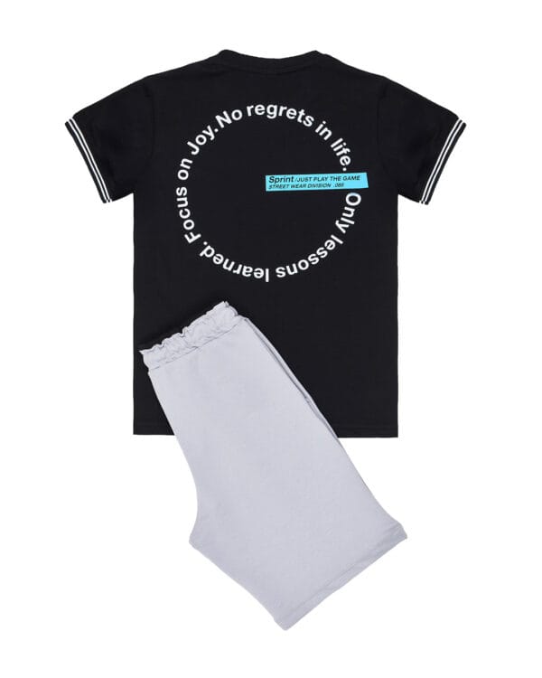Παιδικό σετ μαύρο-γκρι με σορτς No regrets - Image 3