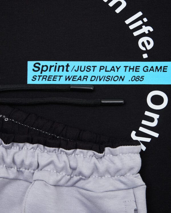 Παιδικό σετ μαύρο-γκρι με σορτς No regrets - Image 2