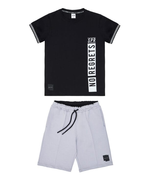 Παιδικό σετ μαύρο-γκρι με σορτς No regrets