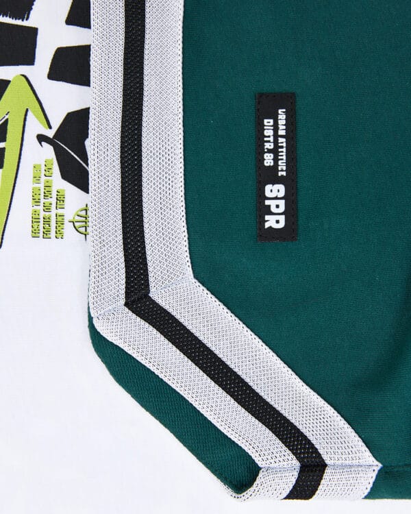 Παιδικό σετ λευκό-κυπαρισσί με σορτς Basket - Image 2