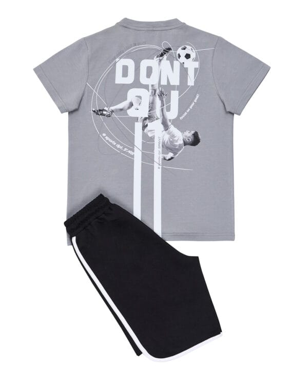Παιδικό σετ γκρι-μαύρο με σορτς Football - Image 3