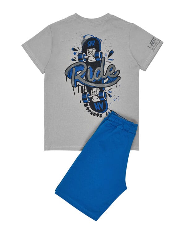 Παιδικό σετ γκρι-μπλε με σορτς Skate - Image 6