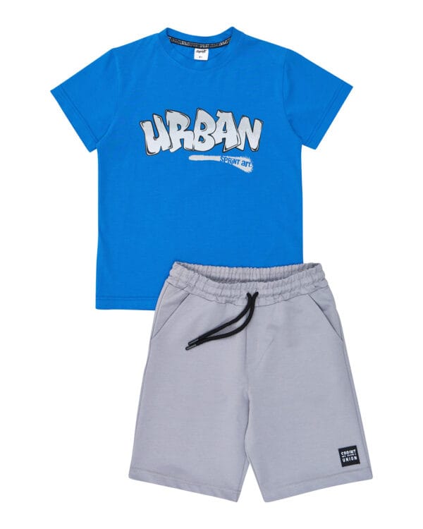 Παιδικό σετ μπλε ρουά-γκρι με σορτς Urban