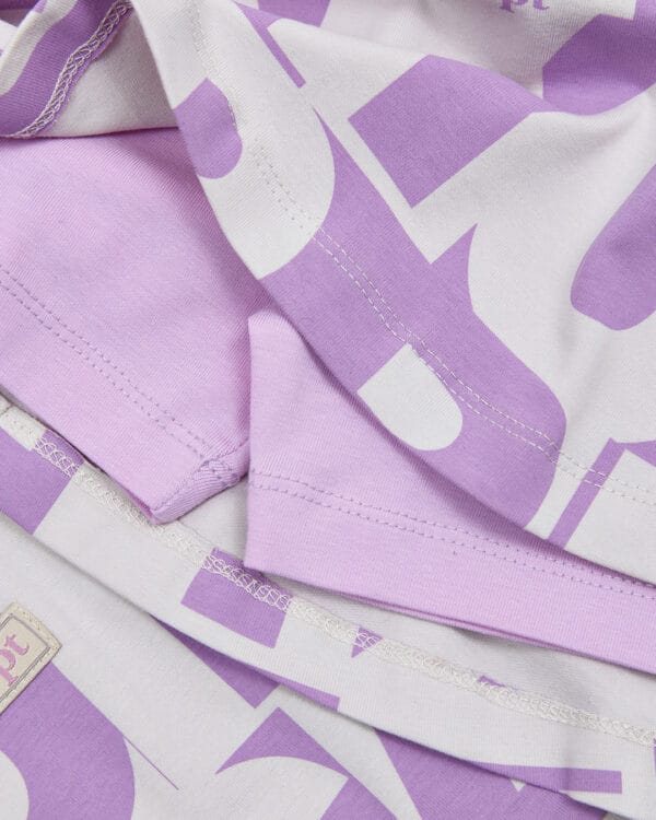 Παιδικό σετ μωβ-γκρι με σορτς/φούστα και scrunchie - Image 2