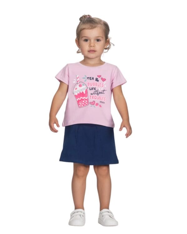 Παιδικό σετ λιλά-μπλε σκούρο με σορτς-φούστα Bubble tea