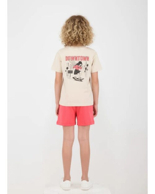 Παιδικό σετ μπεζ-κοραλί με σορτς Sk8ter girl - Image 2