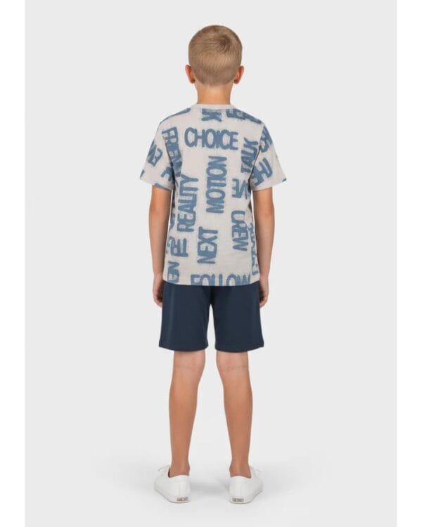 Παιδικό σετ γκρι-μπλε σκούρο με σορτς Sprayed letters - Image 2