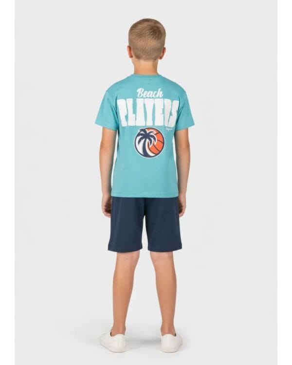 Παιδικό σετ τιρκουάζ-μπλε σκούρο με σορτς Beach players - Image 2