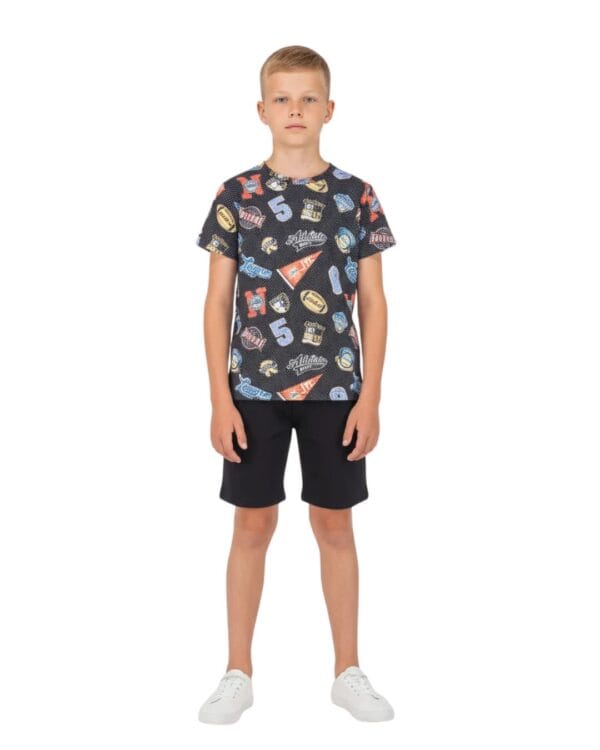Παιδικό σετ μαύρο με σορτς Badges