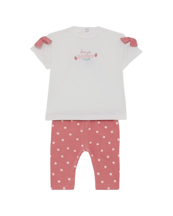 Παιδικό σετ λευκό-σάπιο μήλο Floral με κολάν capri