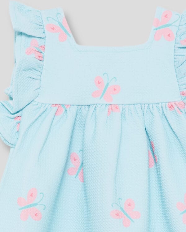 Παιδικό φόρεμα aqua με πεταλούδες - Image 5