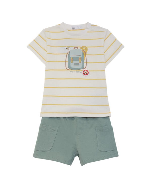 Παιδικό σετ ζαχαρί-φυστικί με σορτς Let's go camping