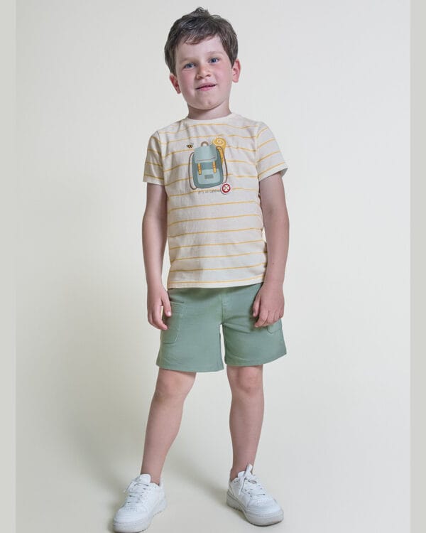 Παιδικό σετ ζαχαρί-φυστικί με σορτς Let's go camping - Image 2