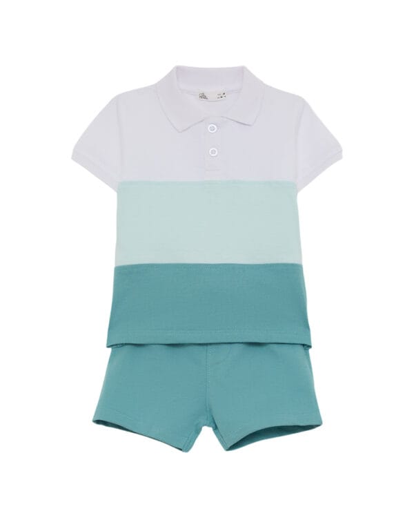 Παιδικό σετ λευκό-βεραμάν με σορτς