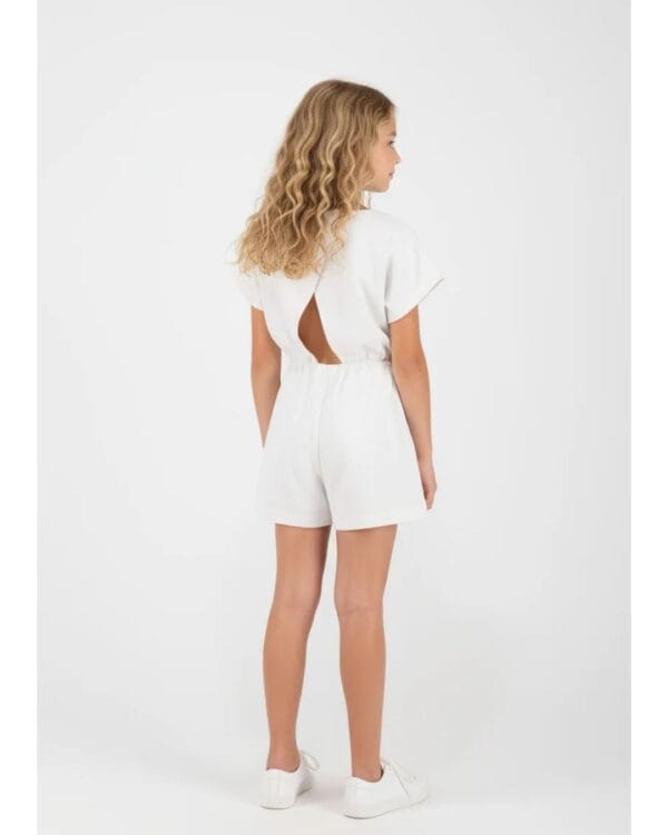 Παιδική ολόσωμη φόρμα λινή λευκή - Image 2