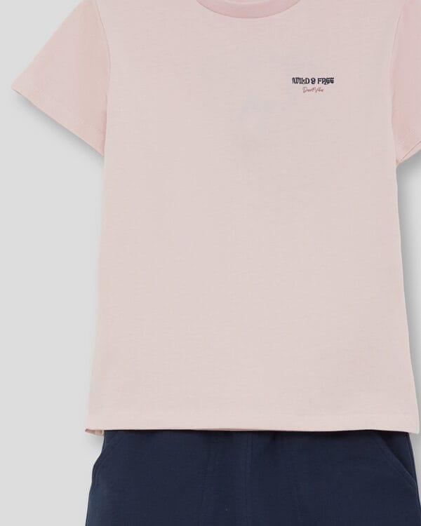 Παιδικό σετ ροζ-μπλε σκούρο με σορτς - Image 5