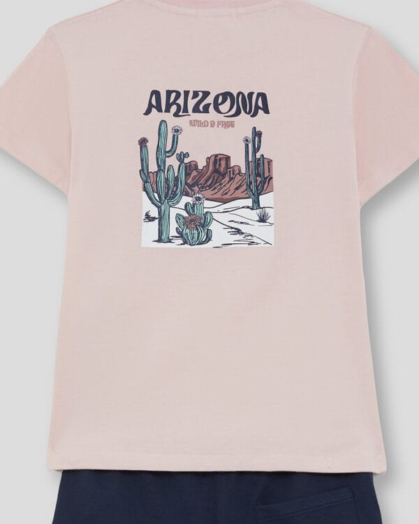 Παιδικό σετ ροζ-μπλε σκούρο με σορτς - Image 4