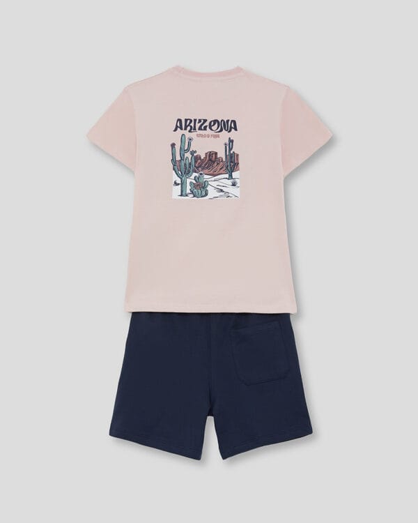 Παιδικό σετ ροζ-μπλε σκούρο με σορτς - Image 6