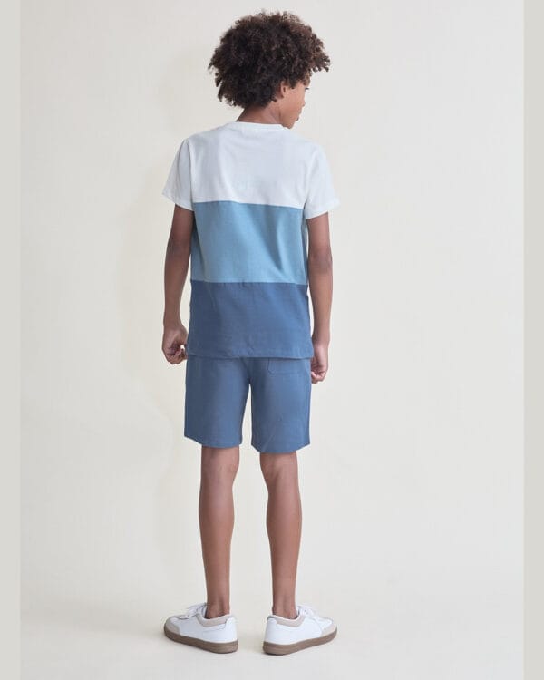 Παιδικό σετ λευκό-μπλε με σορτς - Image 3