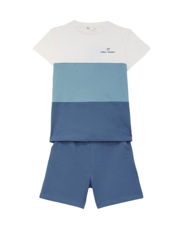Παιδικό σετ λευκό-μπλε με σορτς