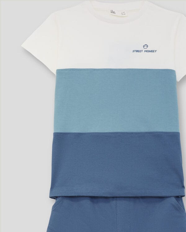 Παιδικό σετ λευκό-μπλε με σορτς - Image 4