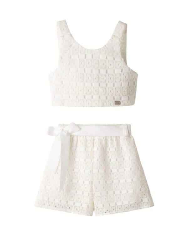 Παιδικό σετ ζαχαρί με δαντέλα, σορτς και ζώνη