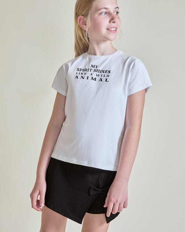 Παιδικό σετ λευκό-μαύρο με σορτς/φούστα - Image 2