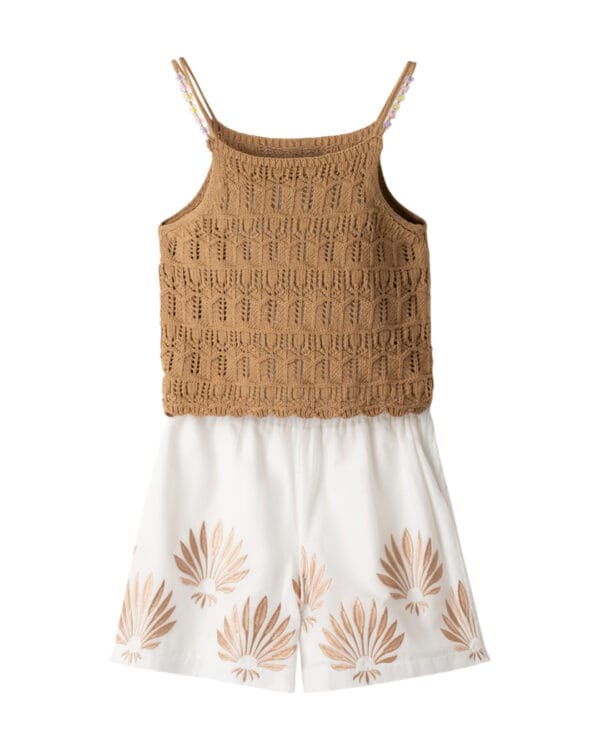 Παιδικό σετ καφέ-λευκό με σορτς