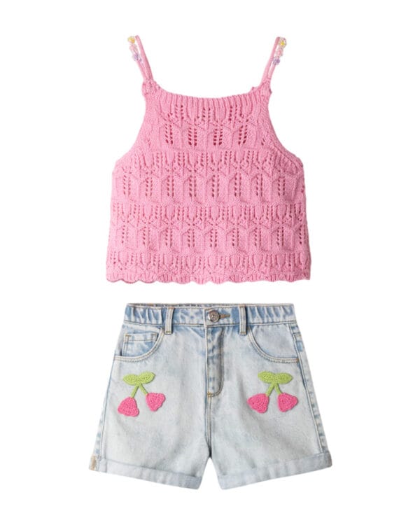 Παιδικό σετ ροζ-τζιν με σορτς