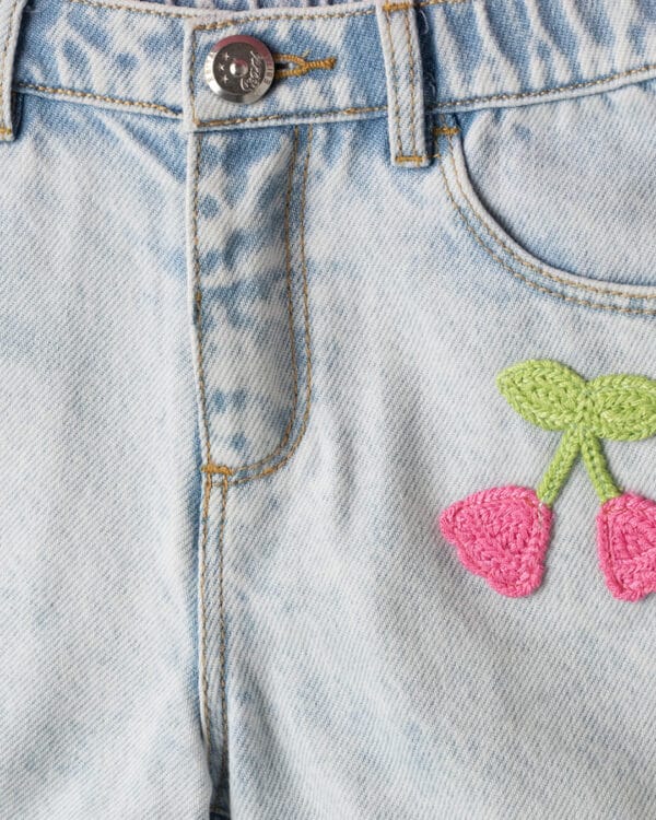 Παιδικό σετ ροζ-τζιν με σορτς - Image 4