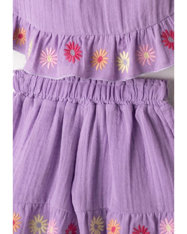 Παιδικό σετ λιλά λινό με σορτς - Image 3