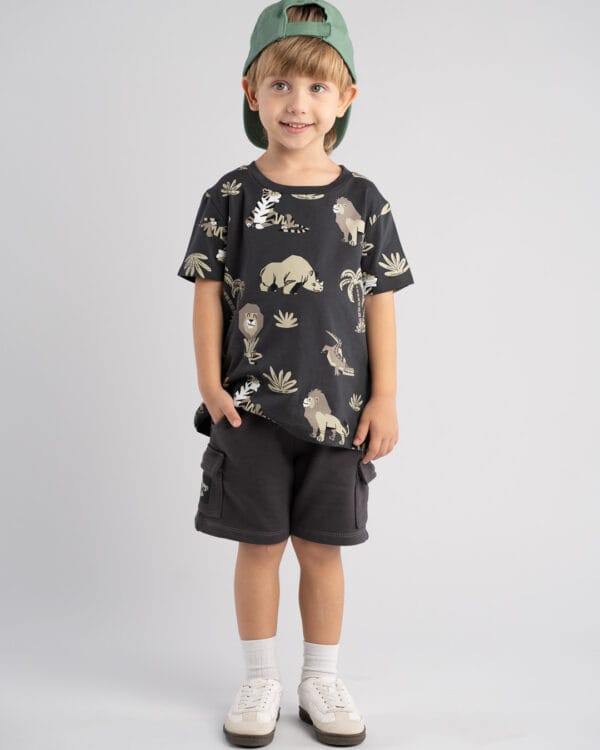 Παιδικό σετ total ανθρακί με σορτς cargo - Image 2