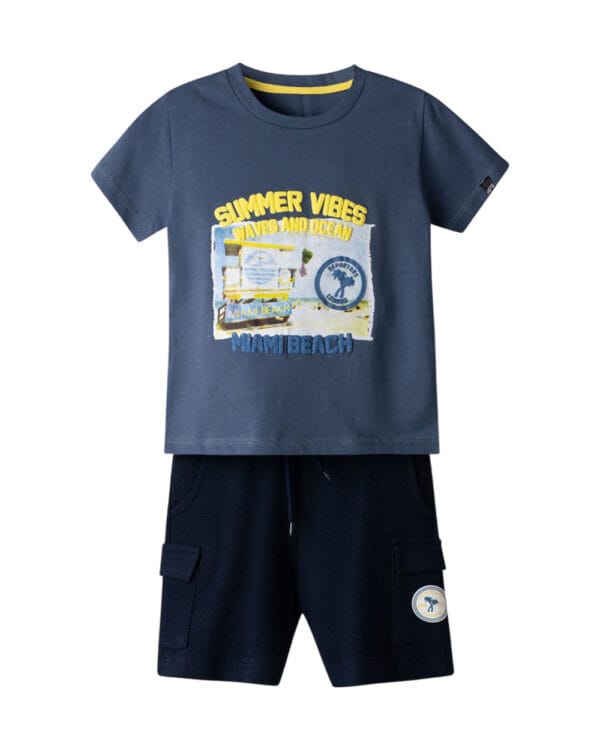 Παιδικό σετ μπλε-σκούρο μπλε με σορτς cargo