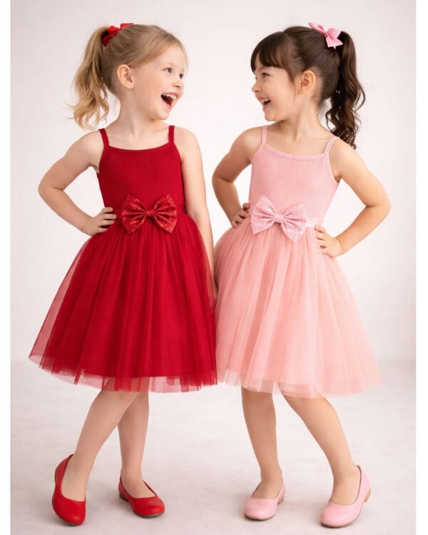 Παιδικό φόρεμα ροζ της πούδρας με μπολερό - Image 3