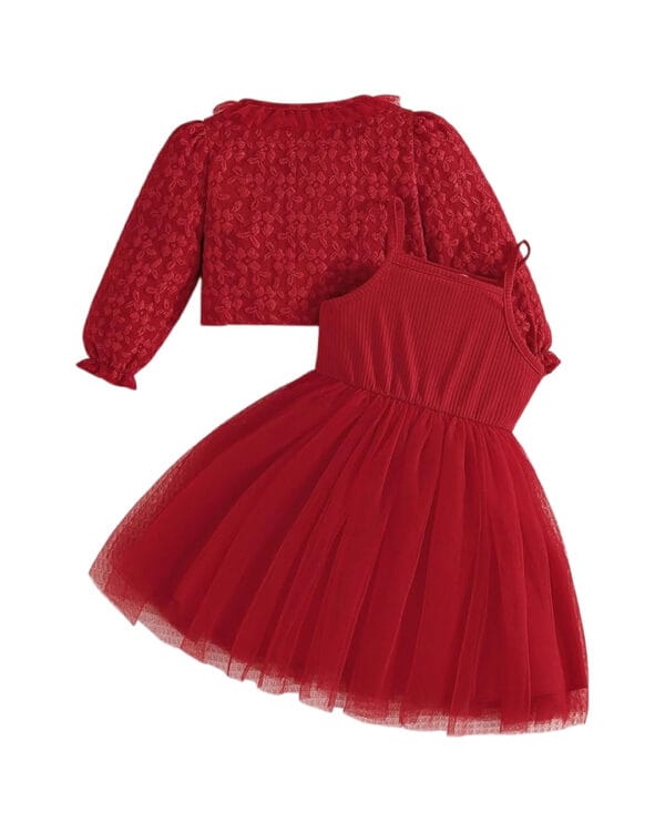 Παιδικό φόρεμα κόκκινο με μπολερό - Image 4