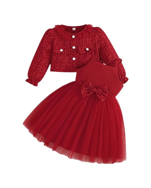 Παιδικό φόρεμα κόκκινο με μπολερό