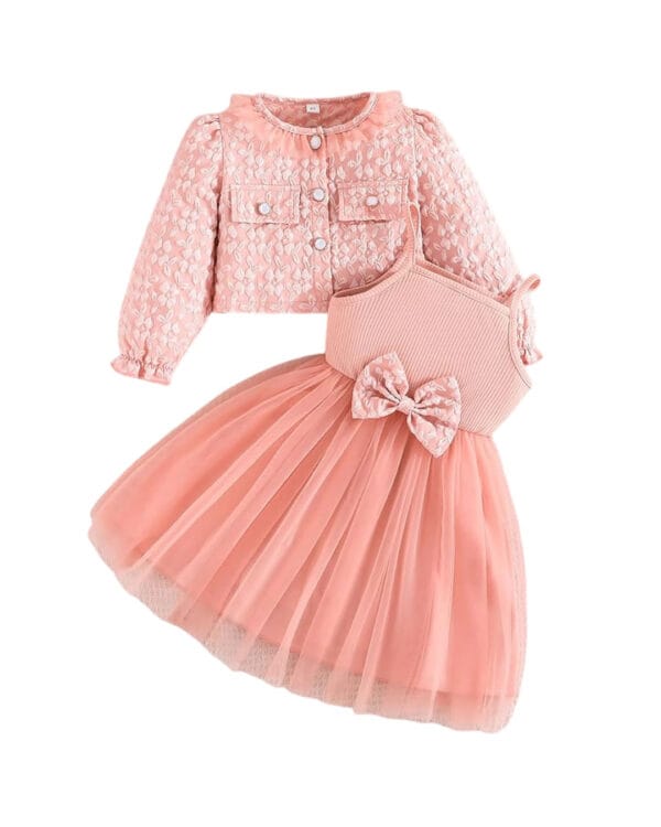 Παιδικό φόρεμα ροζ της πούδρας με μπολερό