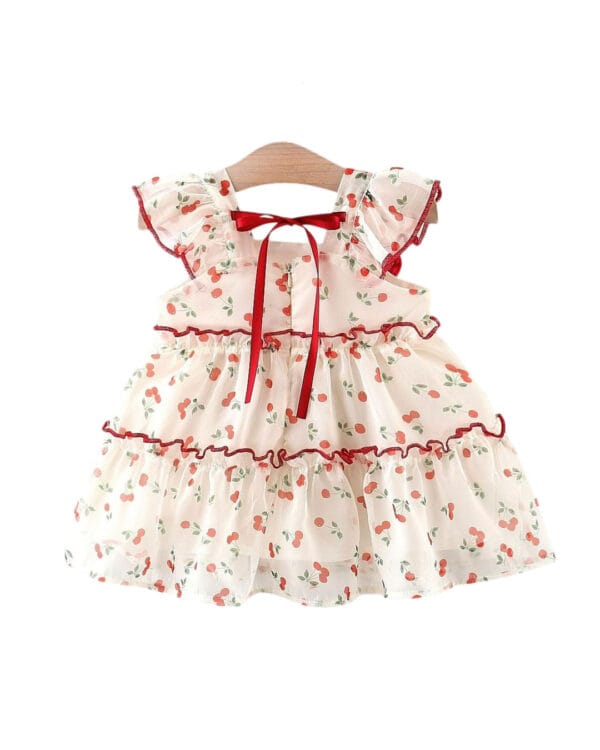 Βρεφικό φόρεμα εκρού με Κερασάκια - Image 3