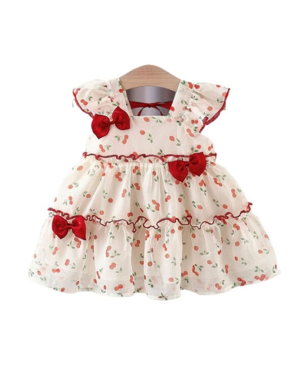 Βρεφικό φόρεμα εκρού με Κερασάκια
