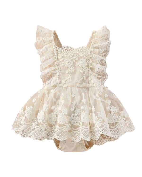 Βρεφικό κορμάκι εκρού με δαντελίτσα