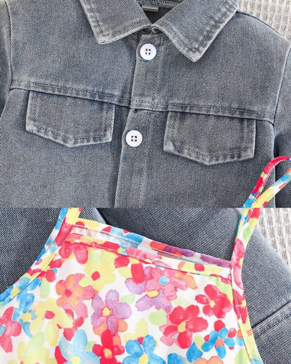 Παιδικό φόρεμα floral με τζιν μπολερό - Image 4