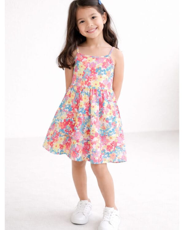 Παιδικό φόρεμα floral με τζιν μπολερό - Image 3