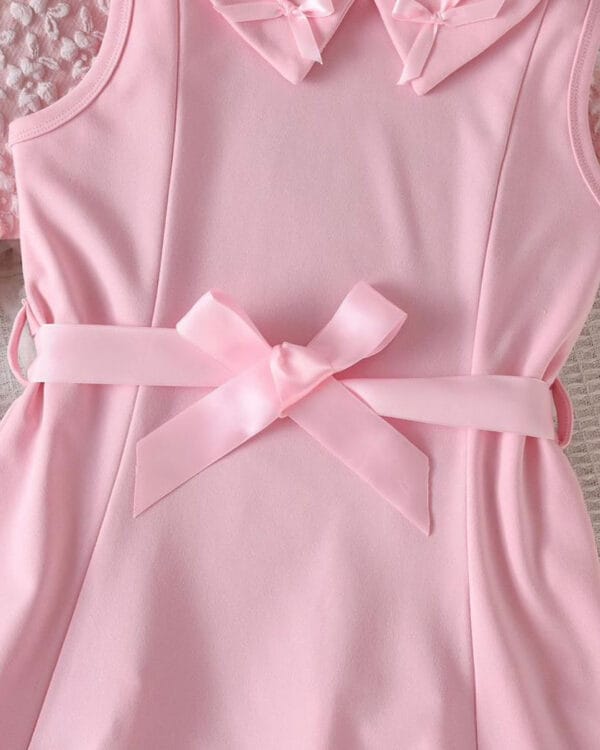 Παιδικό φόρεμα ροζ με ανάγλυφο μπολερό - Image 3